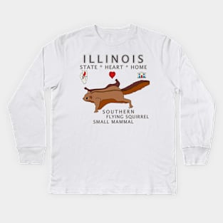 Illinois - Southern Flying Squirrel - State, Heart, Home - small mammal Kids Long Sleeve T-Shirt